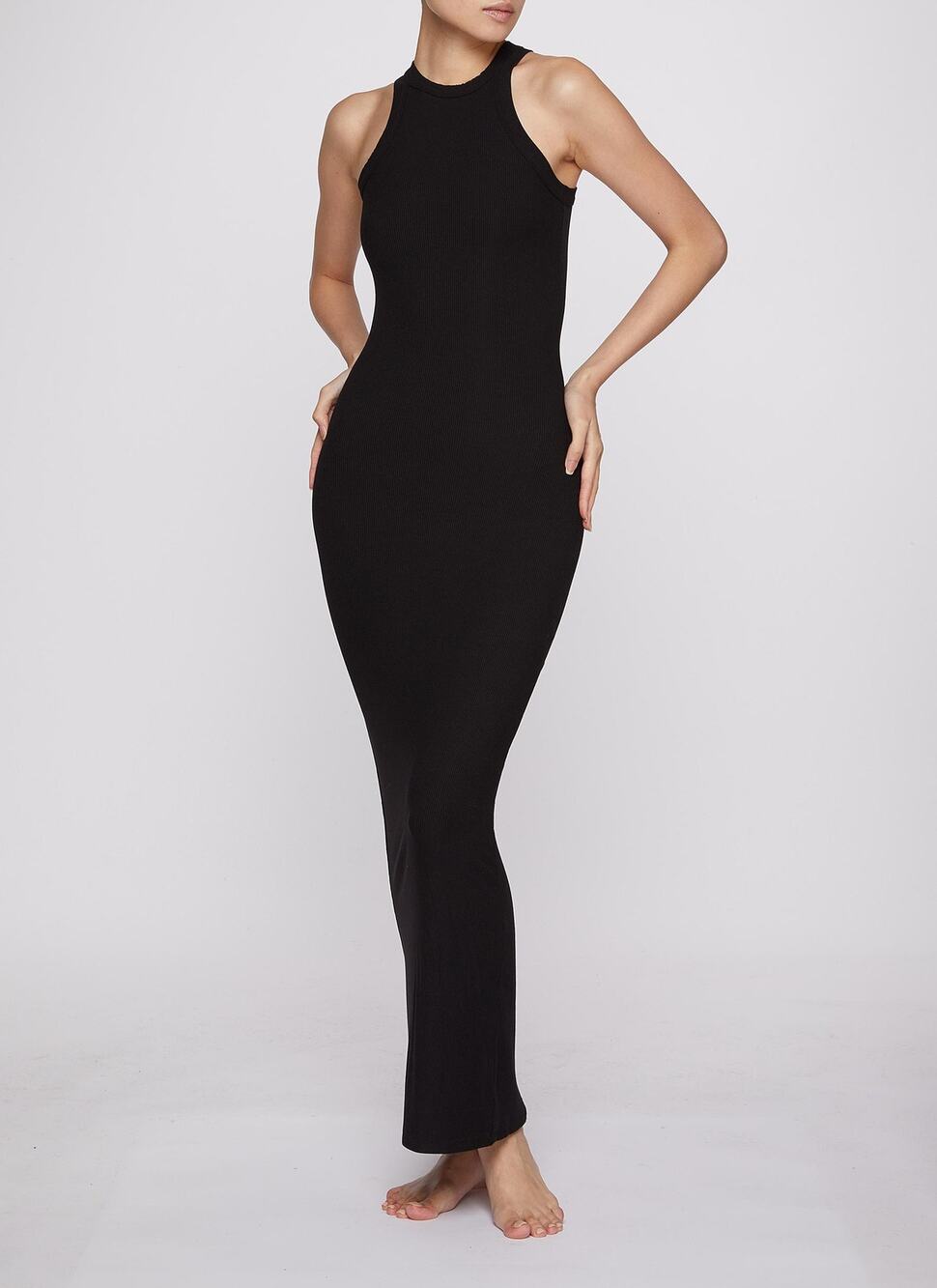 Skims Onyx Iconic Soft Modal Lounge High Neck Tank Ribbed Dress Casual NWT Small